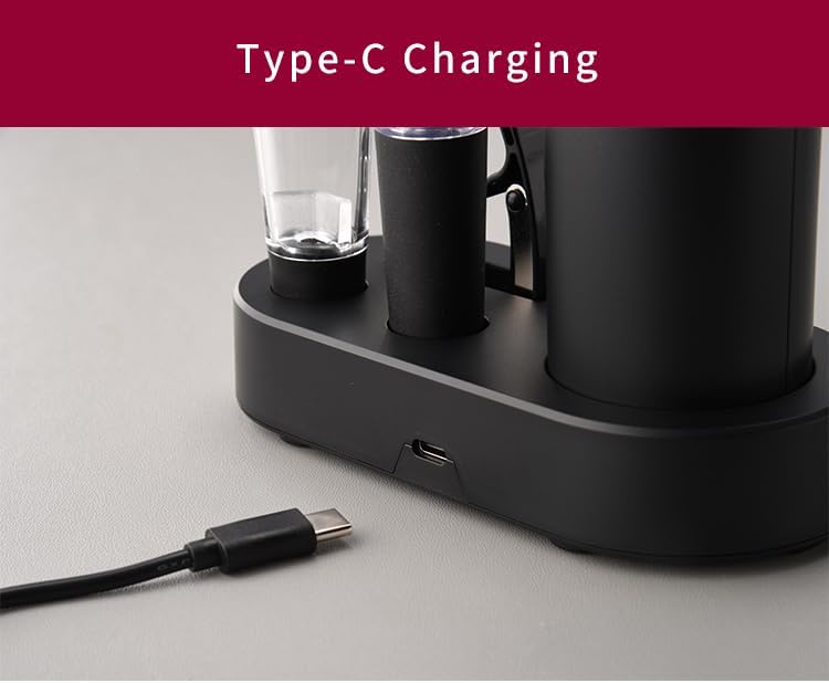 VGY Rechargeable Electric Wine Opener, 5 in 1 set with Automatic Electric Wine Bottle Corkscrew Opener, Foil Cutter, Vacuum Stopper, Wine Pourer and Storage Charging Stand - Image 4
